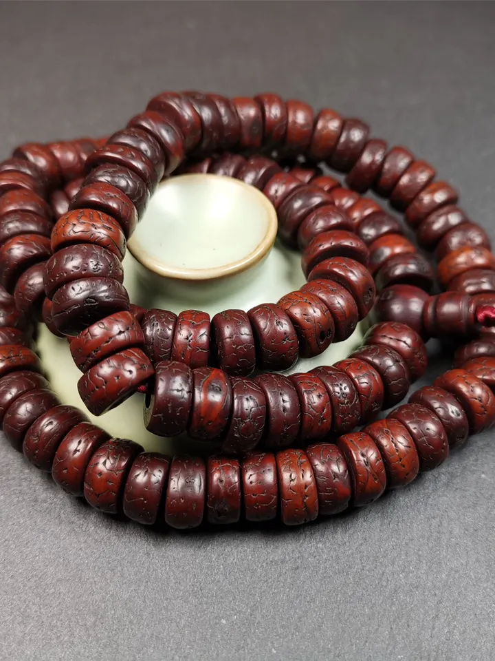 Gandhanra Old 108 Bodhi Seed Beads Mala,13mm Prayer Beads Necklace for Meditation,Circumference 70cm