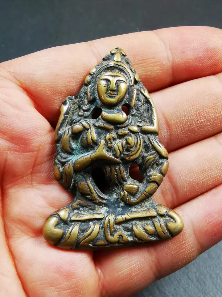 Gandhanra Old Tibetan Buddha Statue Pendant,Vajrasattva,Dorje Sempa,2.24" × 1.57"