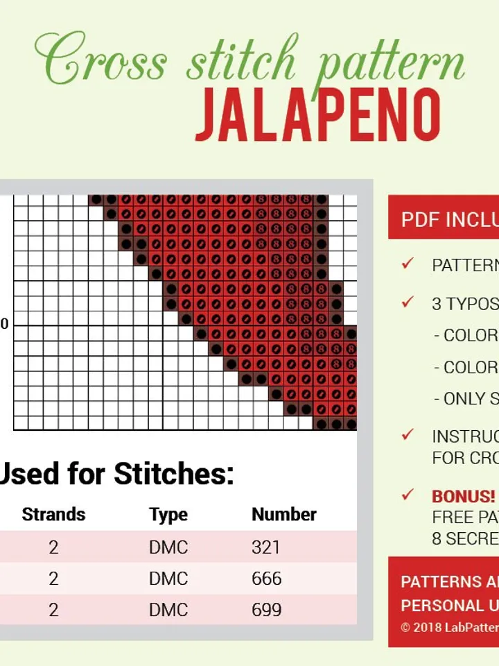 Cross stitch pattern Jalapeno Cross stitch pattern Plants vs Zombies PDF Format Instant Download Home decor Modern