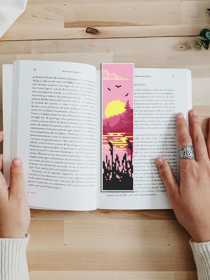 Nature bookmark cross stitch pattern digital PDF Modern handmade bookmark embroidery beginners Instant download Gift for book lover #B12