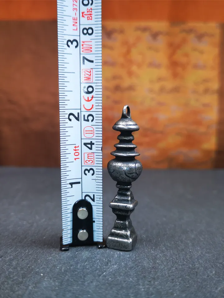 Gandhanra Handmade Tibetan Buddhist Tower Amulet,Stupa,Pagoda Pendant,Made of Cold Iron,2.16 inches
