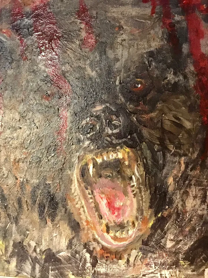Angry bear,original acrylic and oil painting on canvas board,roaring bear painting,animals painting.