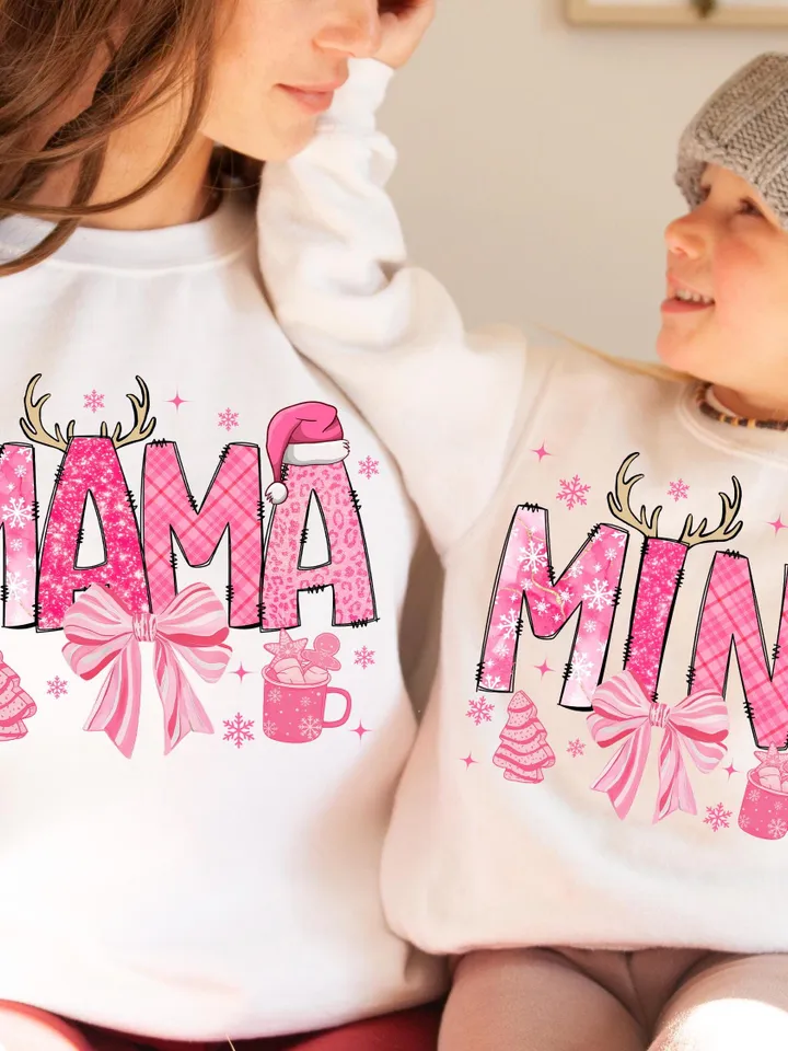 Pink Mama Mini christmas png, mama png, christmas png, Pink Coquette Christmas png, Merry Christmas png, christmas doodles mini png, merry