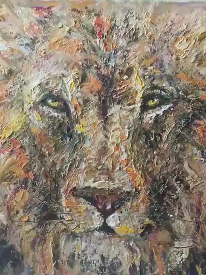 NEW ANIMALS COLLECTION.Lion original oil painting , impasto style  wild animals wall art,lion room decoration,unique gift for animal lovers.