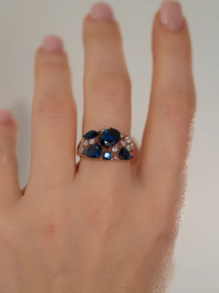 Ring Silver 925 with corundum and sapphire