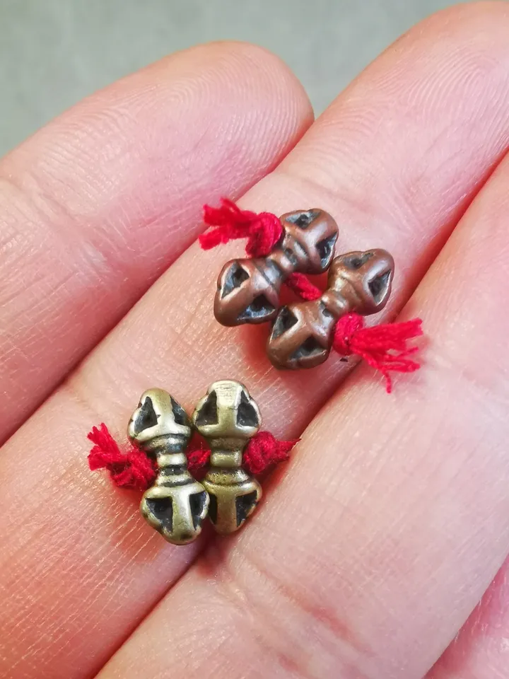 Gandhanra Handmade Tibetan Amulet Pendant,Mini Vajra and Dorje Bell, Mala Marker Bead Accessories