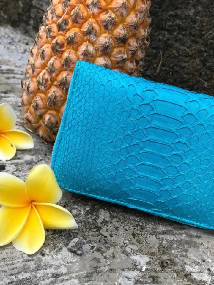 Genuine python skin turquise wallet | Small wallet | Exotic leather wallet | Women wallet | Snake trendy Wallet | Snakeskin designer wallet