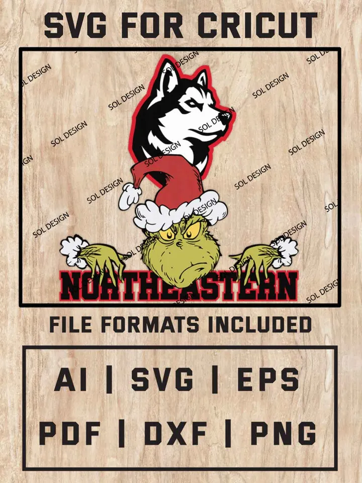 Grinch Northeastern Huskies SVG, NCAA SVG Design, NCAA Northeastern Huskies SVG, NCAA Huskies Cricut, Christmas Svg, Grinch svg, Digital Download