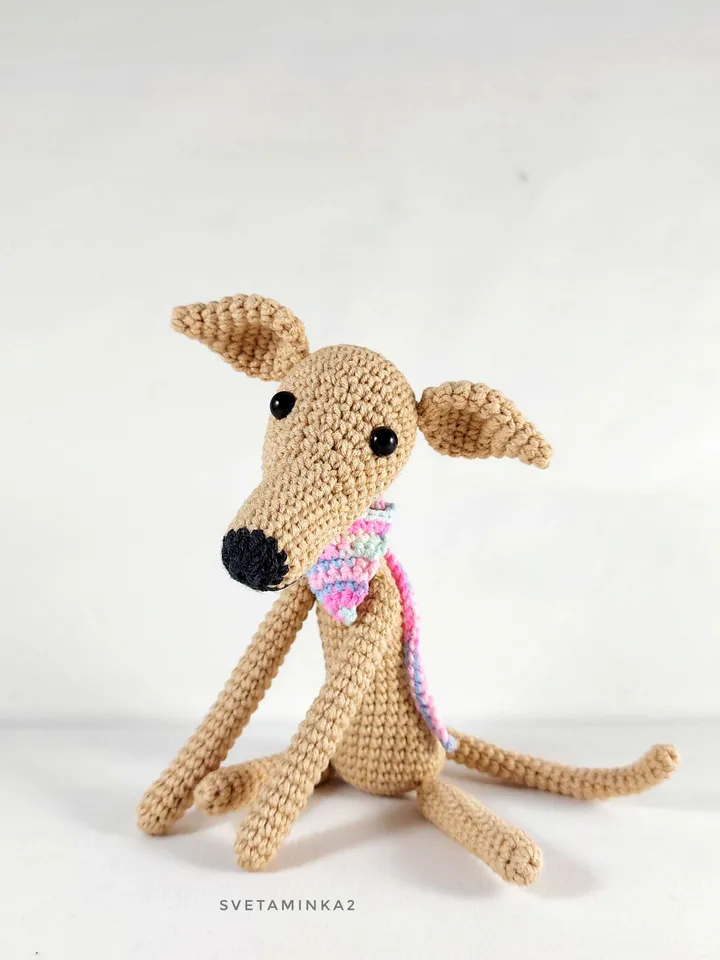 Dog Crochet Pattern Greyhound, Whippet, Italian Greyhound, Galgo, Sighthound, Lurcher. Amigurumi Dog Pattern. Digital Download. PDF.