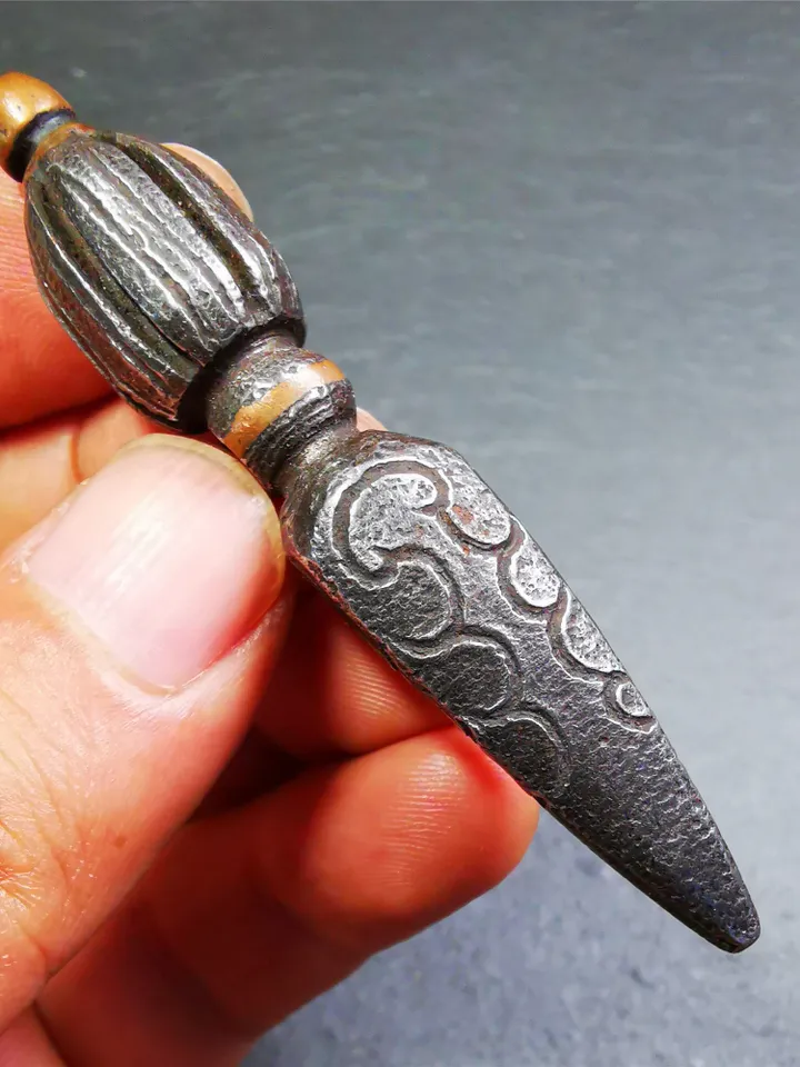 Gandhanra Handmade Tibetan Amulet ,Kila(Dorje Phurba) , Trantic Buddhism Ritual Implement Pendant,Made of Cold Iron,2.76"