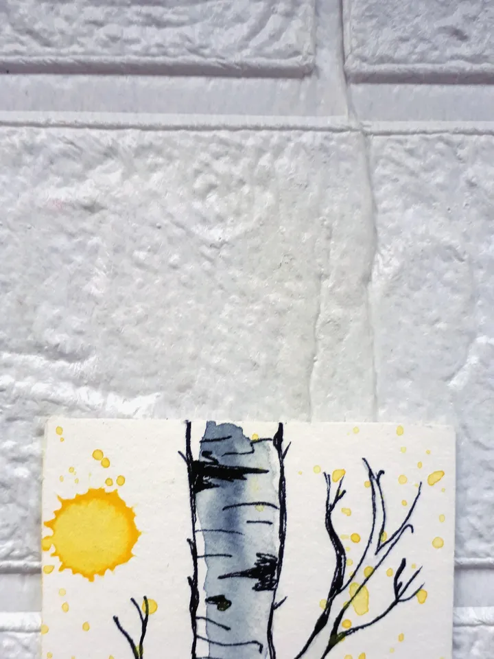 Original ACEO Birch Tree Painting, Watercolor Art Collectible