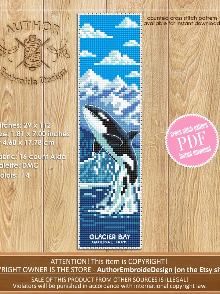 National Park bookmark set cross stitch pattern PDF download Nature cross stitch chart, Digital bookmark pattern PDF, Wild animals #B190