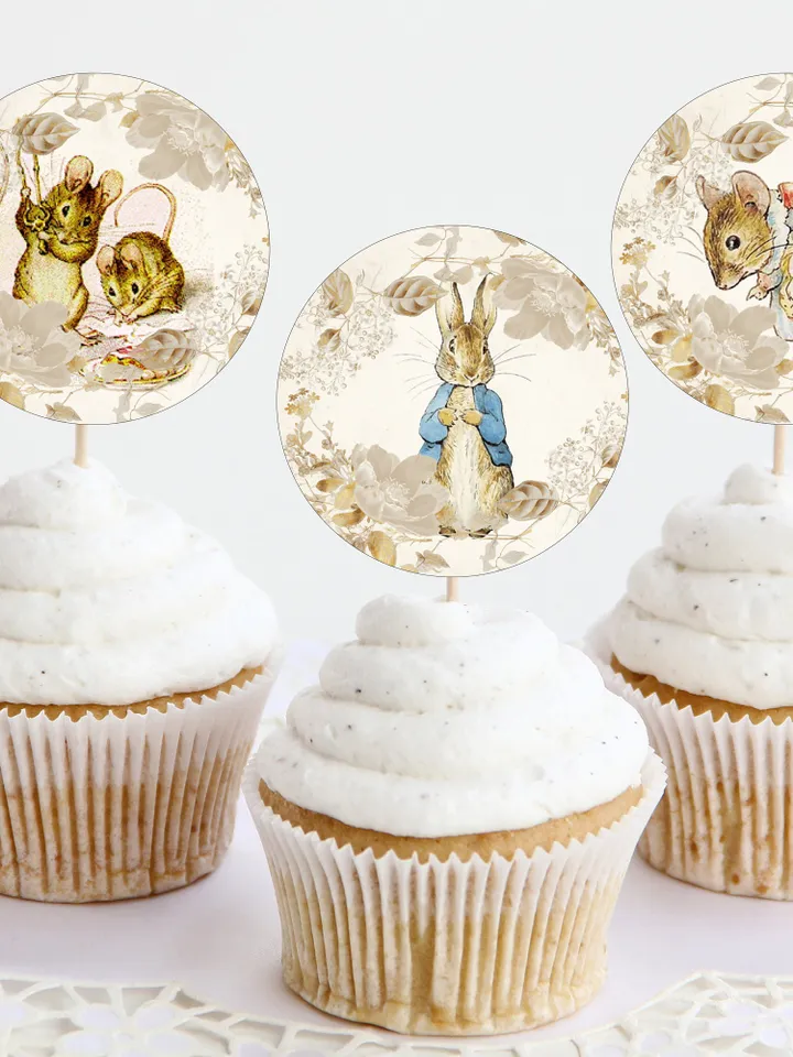 Editable Cupcake topper Peter Rabbit First Birthday party cupcake label; Peter Rabbit Party; Classic Peter Rabbit Birthday topper ; pr1