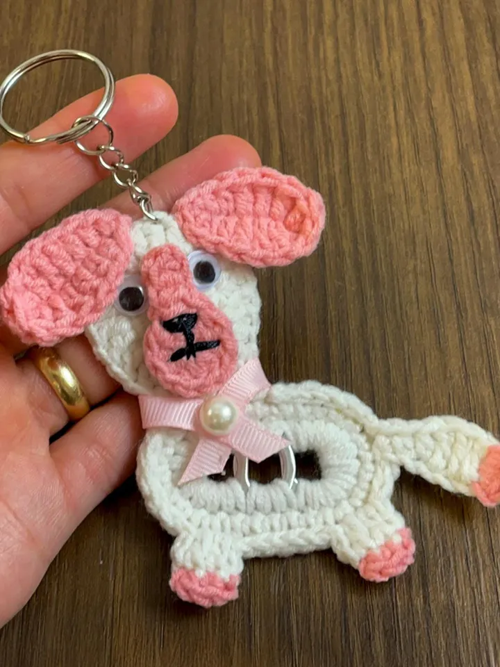 Crochet Puppy Dog Keychain PDF Pattern, Amigurumi Puppy Keyring Tutorial, Upcycled Can Tab Craft, DIY Scrap Yarn Keychain, Instant Download