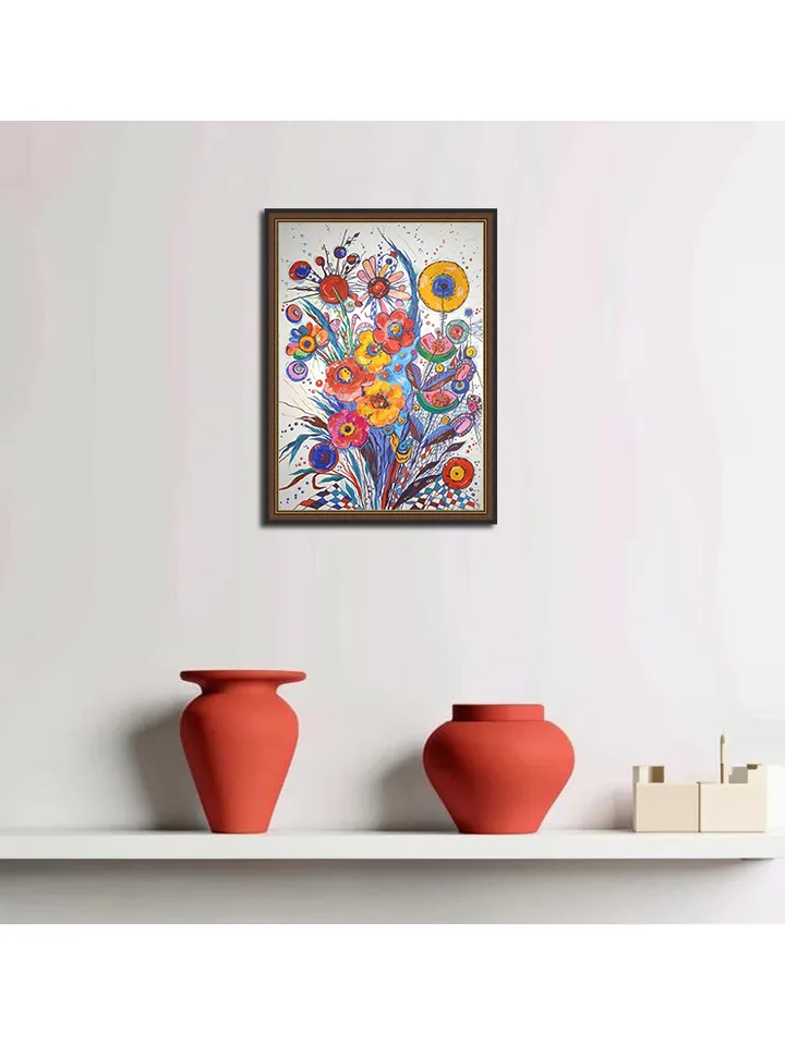 Kandinsky Flowers Style Abstract Original Art Floral Artwork Kandinsky Painting 16.5 by 11.5 Above Sofa Art by TatianaArtShop