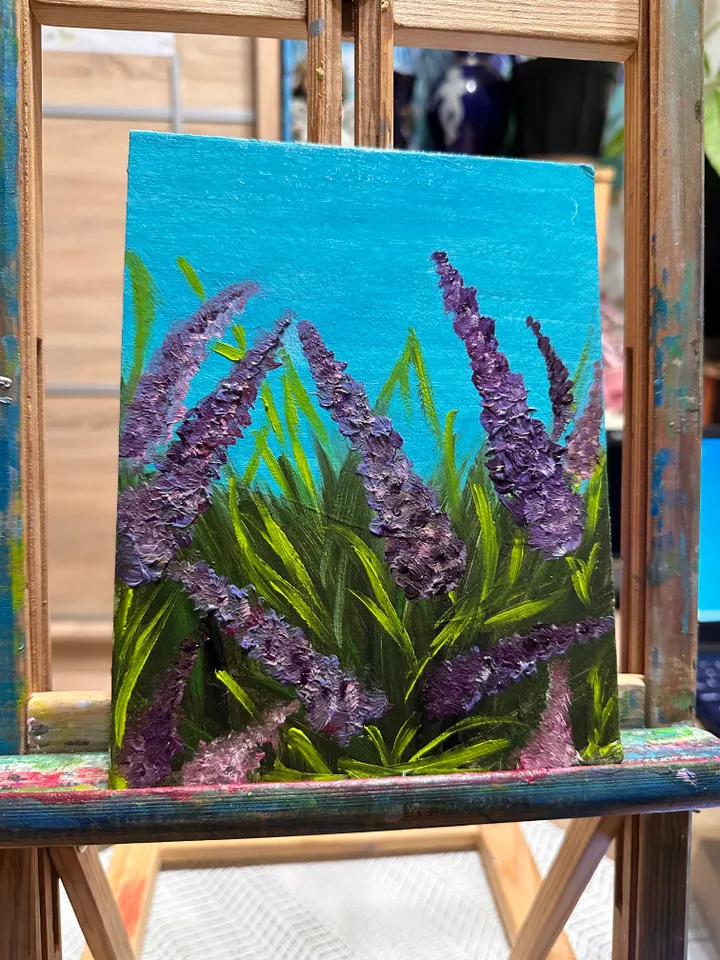 Oil Painting Meadow Flowers Herbs Flowers Nature Plants Wall Decor Miniature Gift for Her Cardboard 8x6 inches 20x15