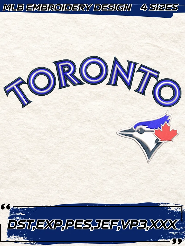 Toronto Blue Jays Jersey Logo Embroidery Design,MLB Embroidery Design,Machine Embroidery Design File,4 Sizes, Digital Download