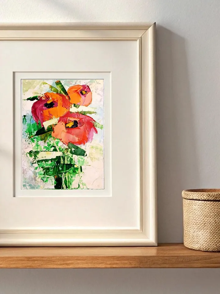 Roses painting Flowers original oil painting Small Original art Roses wall art Pink Roses artwork Floral New home gifts 7x5 in