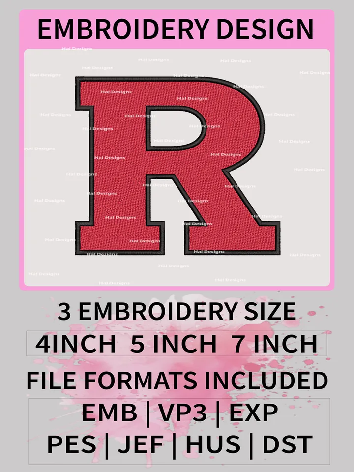 NCAA Rutgers Scarlet Knights Embroidery File, 3 Sizes, 6 Formats, NCAA Machine Embroidery Design, NCAA Logo, NCAA Teams