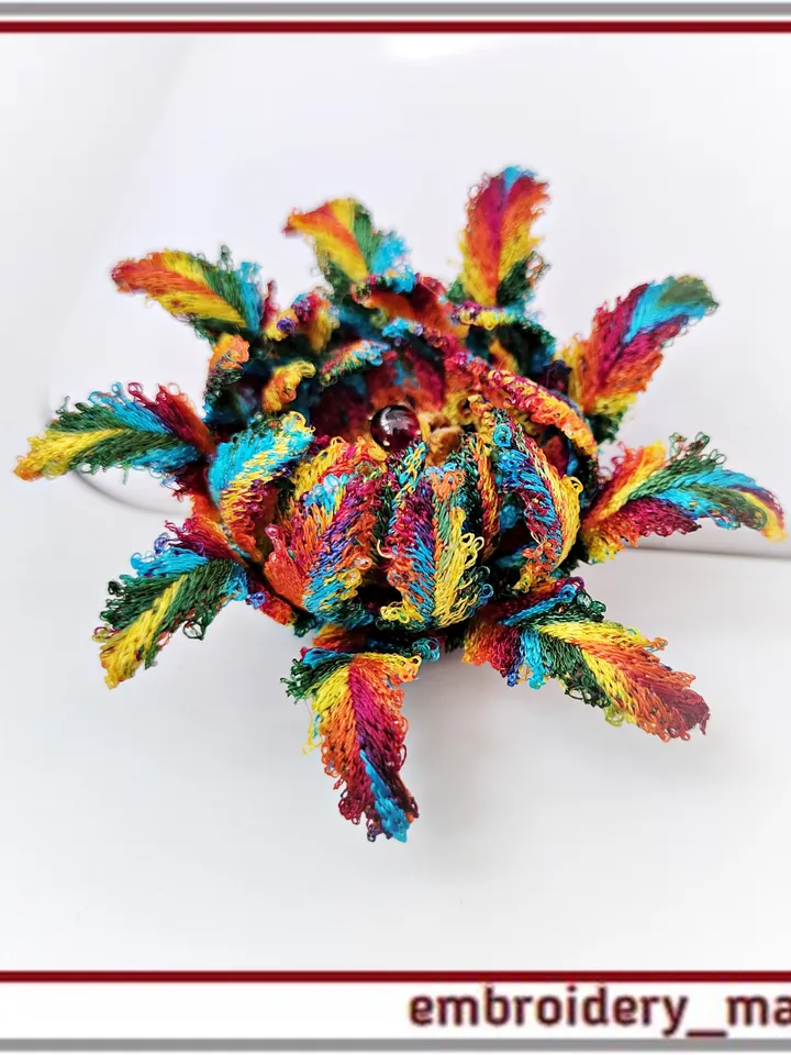 Embroidery FSL (Free Standing Lace) In The Hoop fringed flowers designs set from Embroidery Manavi 05