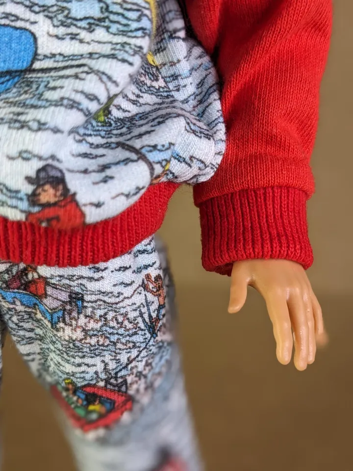 Handmade red & blue casual set (longsleeve, pants) for 12-inch fashion male dolls