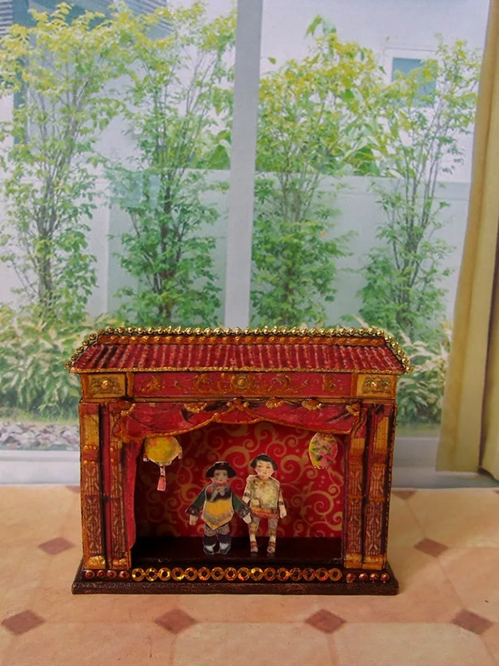 Miniature puppet theater for doll houses.1:12 scale.