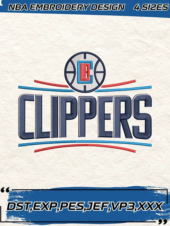 LA Clippers Logo Embroidery Designs,NBA Logo Embroidery Files, Machine Embroidery Design File, 4 Sizes,Digital Download