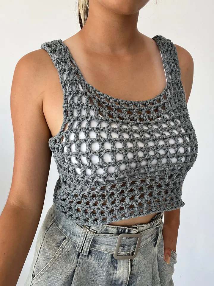 Mesh top, crochet top, top pattern, beginner top, beginner pattern , PDF