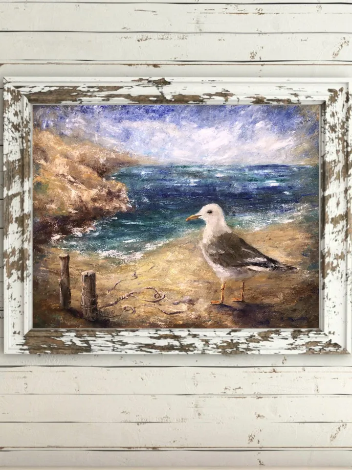 Seagull Painting Beach Oil Painting Seascape Painting Original Sea Painting Coastal Wall art