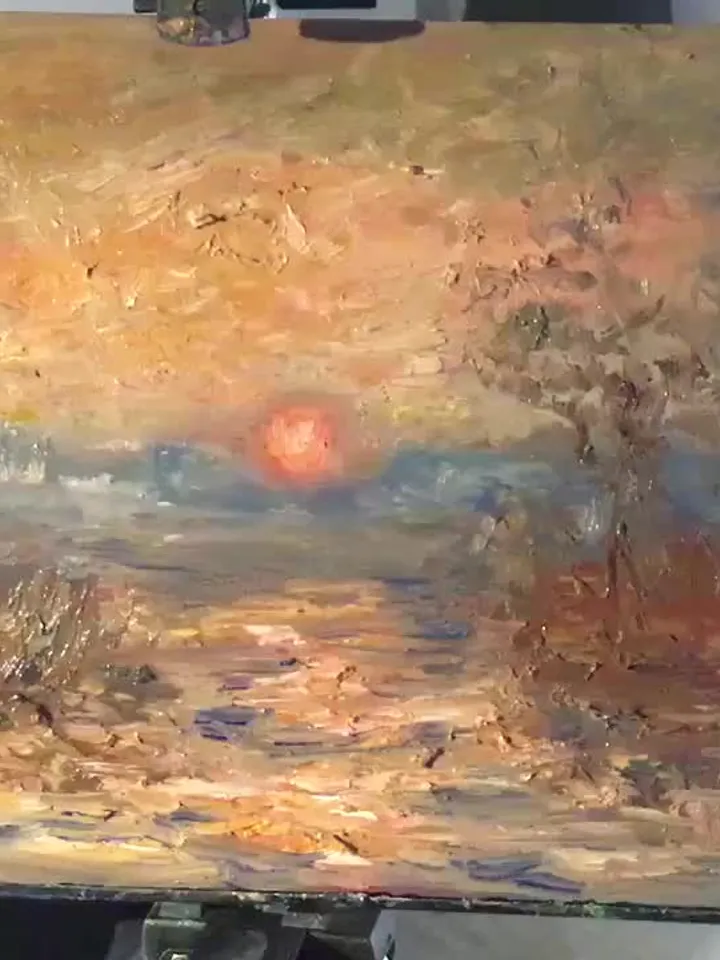 Sunset on the river,original oil painting on canvas board,landscape oil painting