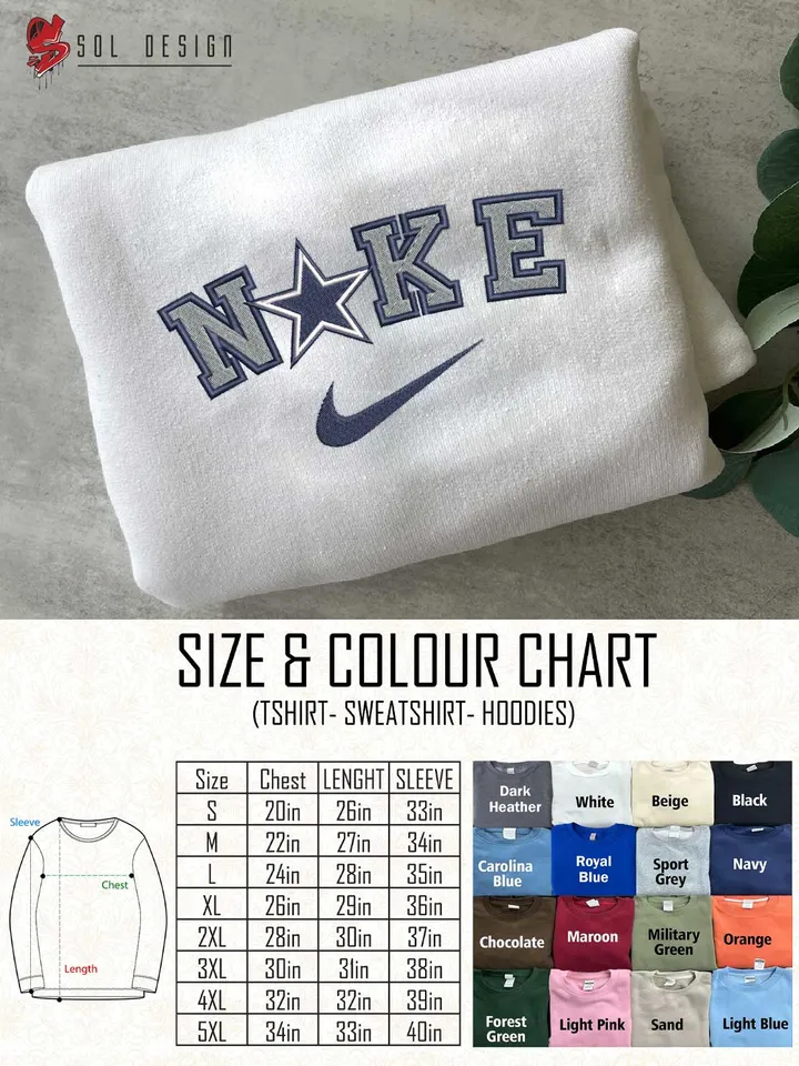 Ni.kee Dallas Cowboys Embroidered Sweatshirt, NFL Cowboys Embroidered T Shirt, NFL Team Embroidered Sweater, NFL Dallas Cowboys Shirt, Football Embroidered Hoodie