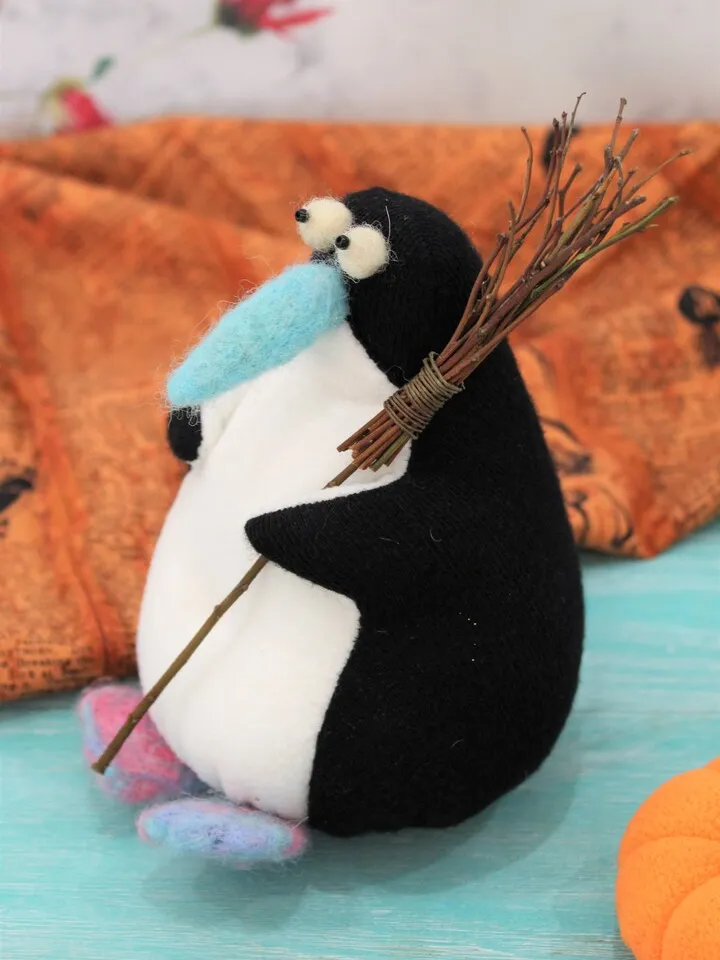 Small soft penguin toy- Halloween gift, funny Halloween decor