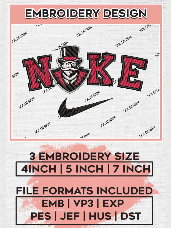 Nike Austin Peay Governors Machine Embroidery Design, NCAA Austin Peay Governors Embroidery Design files, NCAA Logo Embroidery Designs, NCAA Machine Embroidery Designs, Digital Download