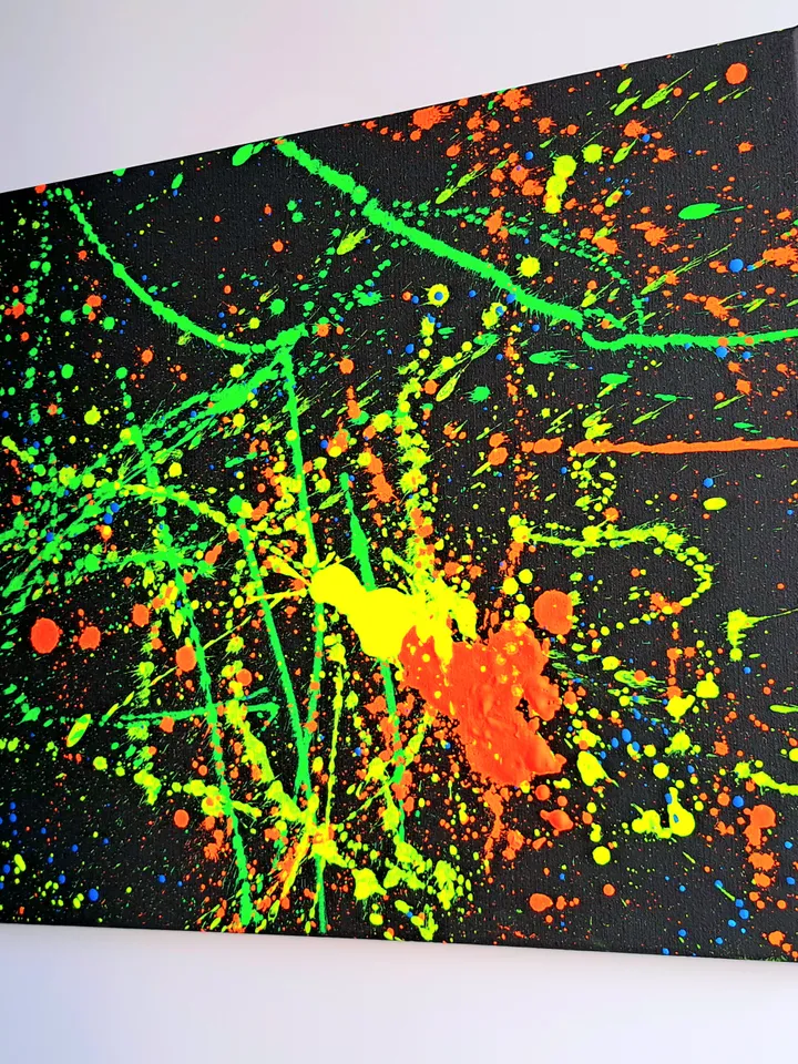 Neon painting "New York" abstract art modern art original black light painting on canvas