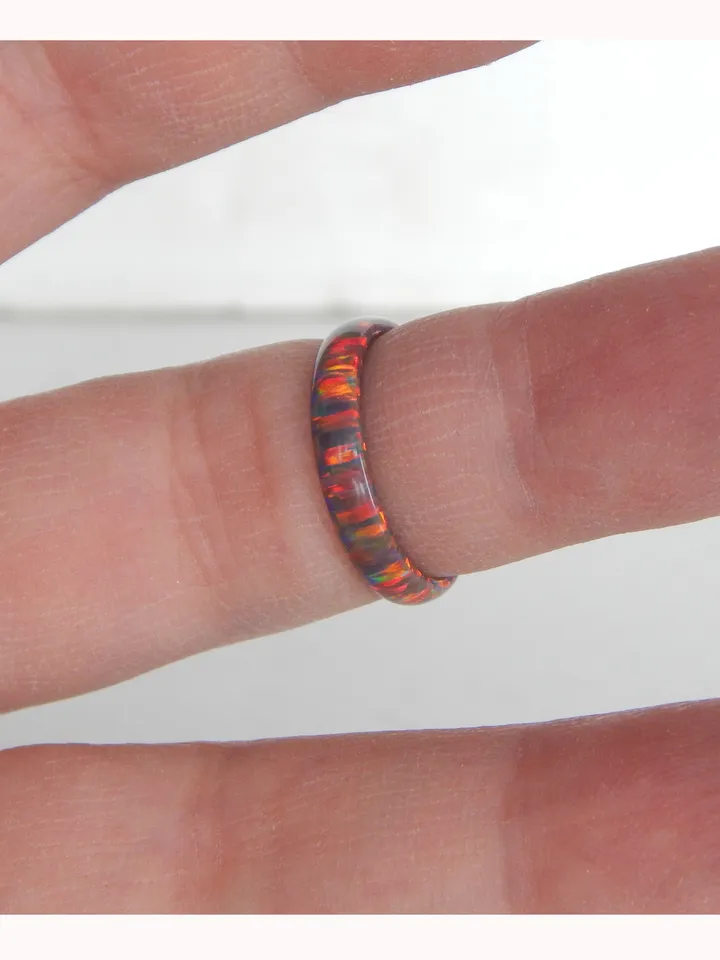 Unique very beautiful ring. Solid opal band. Solid opal ring.