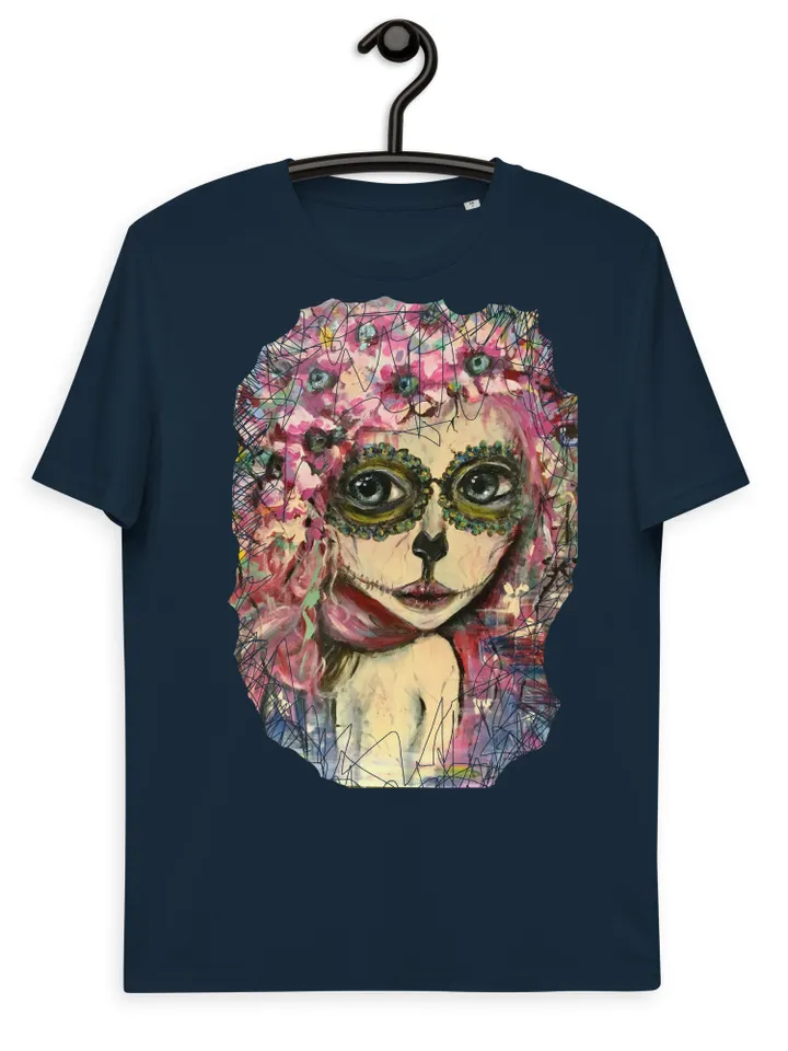 Santa Muerte Unisex organic cotton t-shirt,the t shirt made with my own acrylic mix media Santa Muerte painting.