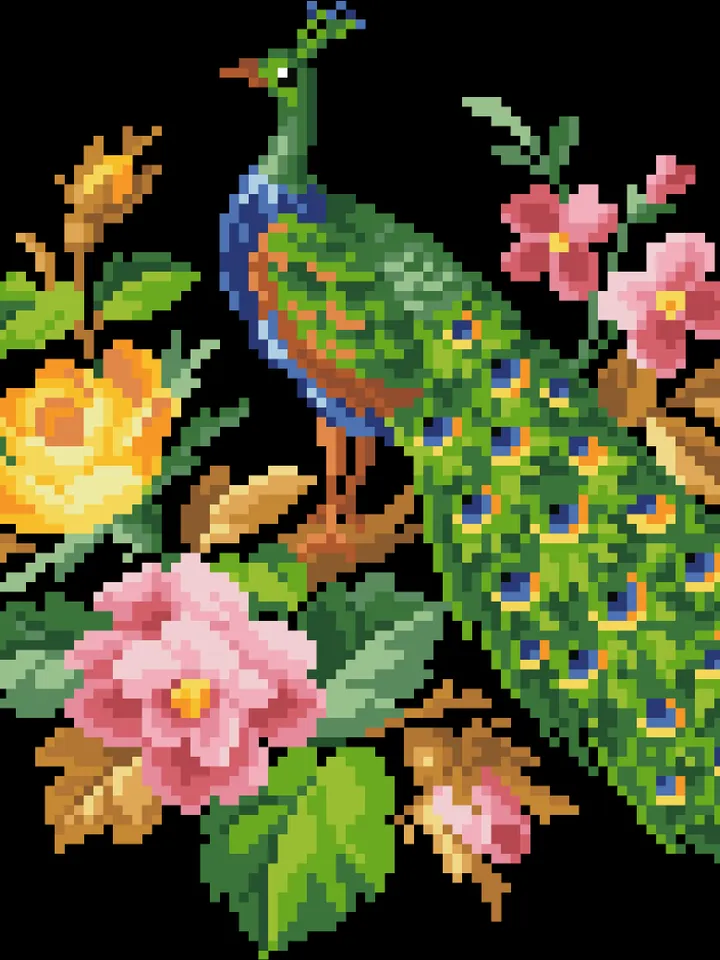 Antique Cross Stitch Pattern Peacock Digital Download PDF