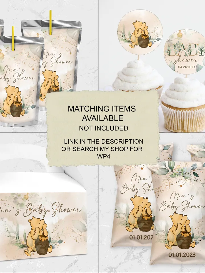 Winnie the Pooh Baby Shower Signs; Winnie the Pooh Inspired; Printable Pooh Baby Shower Party Games; Honey Bear Shower Games; WP4