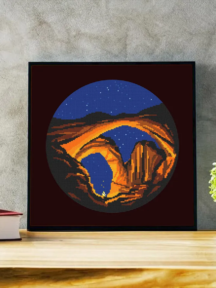 Arches national park cross stitch pattern download PDF Night nature xstitch chart Modern landscape embroidery PDF Nature lover gift #L17