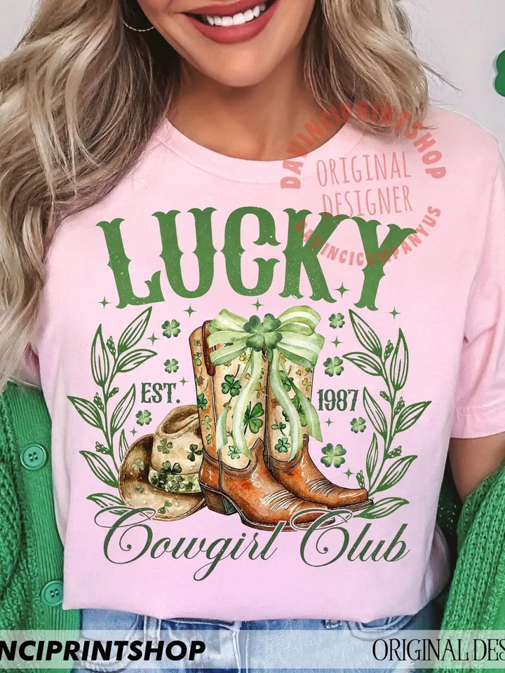 Lucky Cowgirl Png, Western St. Patrick's png, St. Patrick's Day png, Lucky png, Happy Go Lucky png, Shamrock png, Cowgirl png, Western png