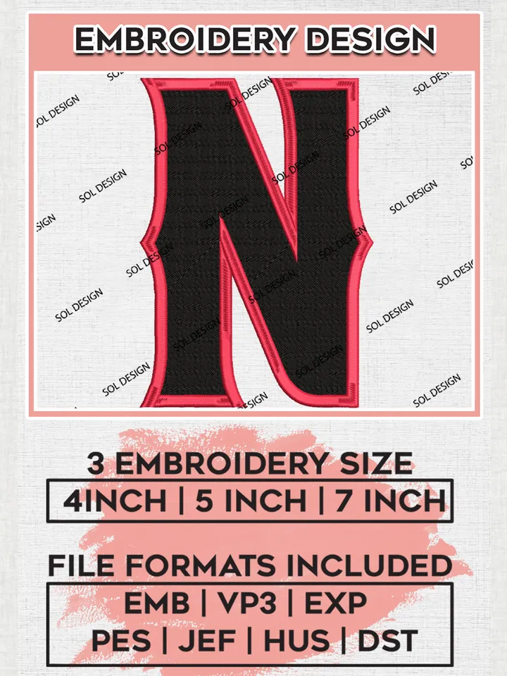 NCAA Cal State Northridge Matadors Team Letter Logo Embroidery Design Files, NCAA Cal State Northridge Matadors Machine Embroidery, NCAA Teams, Game Day, 3 sizes, NCAA Machine embroidery designs, Digital Download
