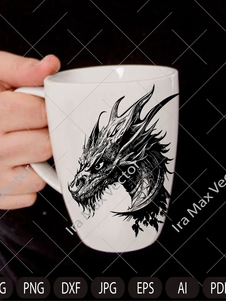 Dragon SVG,Dragon face , Tribal Dragon SVG, Dragon Tattoo svg, Dragon Silhouette, Dragon Vector, Dragon Clipart, Cut File Cricut, Silhouette