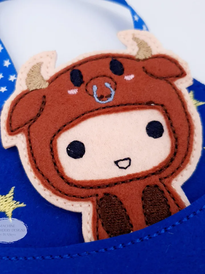 ITH Taurus Zodiac Finger Puppet & Bag Embroidery Design, Bull Star Sign Toy, 4x4 Hoop Christmas Ornament File