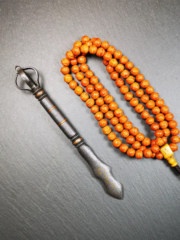 Gandhanra Handmade Tibetan Buddhist Ritual Implement - Kila -Dorje Phurba,Made of Cold Iron inlaid with Copper,5.1"
