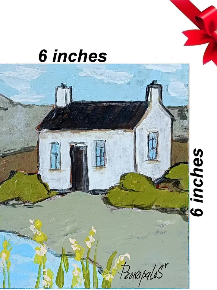 Scotland Art Original Small Oil Painting House Portrait Scottish Art Highland Painting Landscape Painting Scotland Gifts Original Art