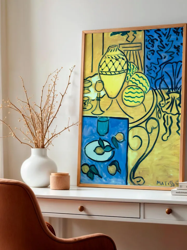 Henri Matisse Print, Yellow Interior Still Life Artwork, Modern Abstract Wall Art, Iconic Matisse Style Home Decor, Instant Download, HMS6
