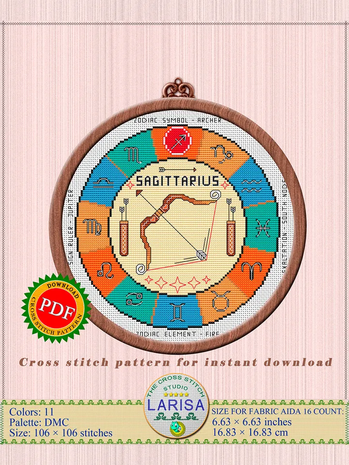 Sagittarius Cross Stitch Pattern | Sagittarius Zodiac Sign