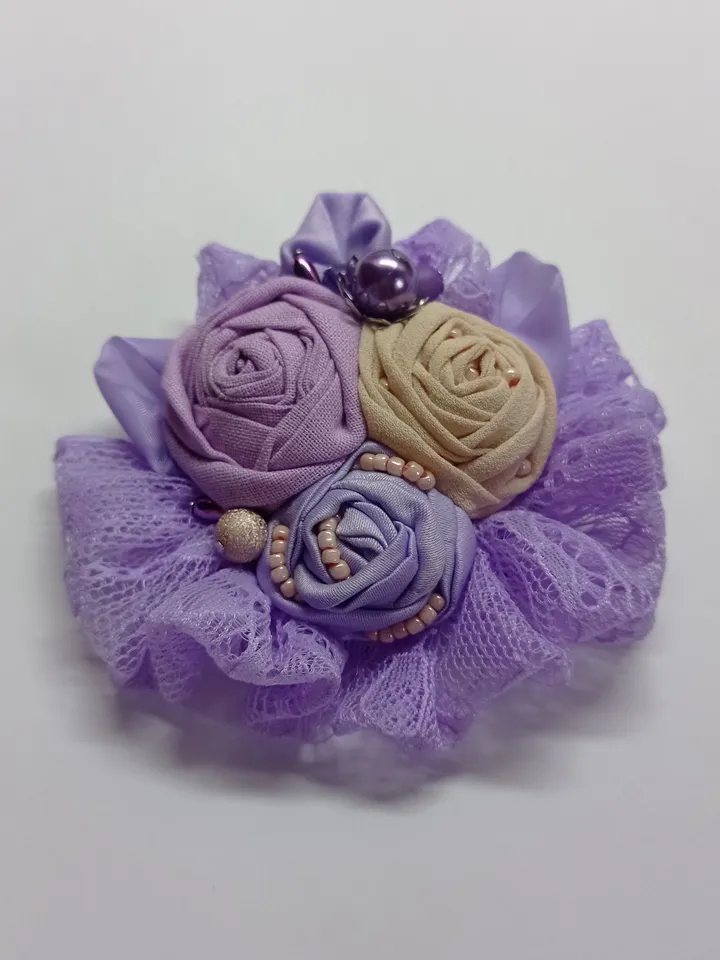 Textile lilac brooch