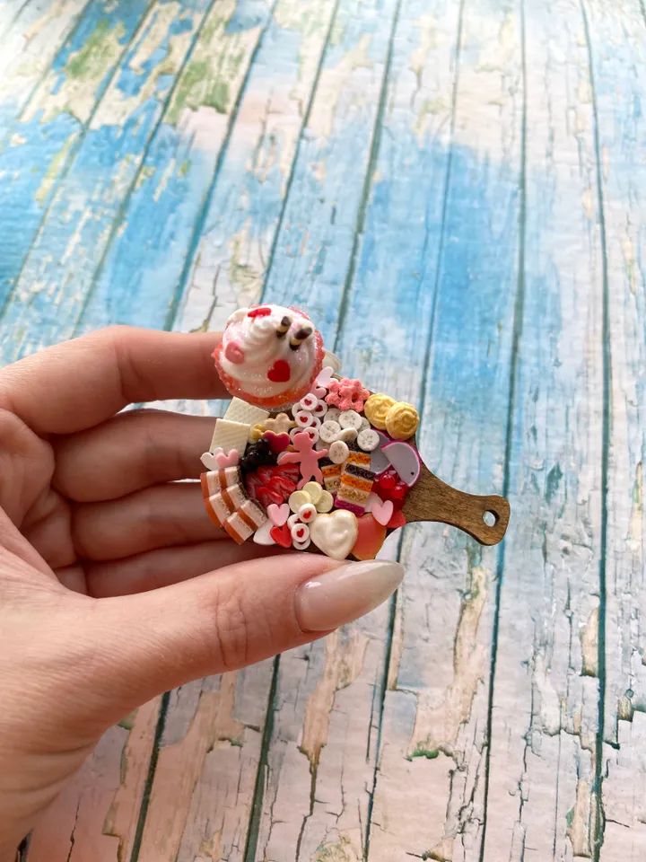 Miniature Valentine Charcuterie Board with Polymer clay Souvenir