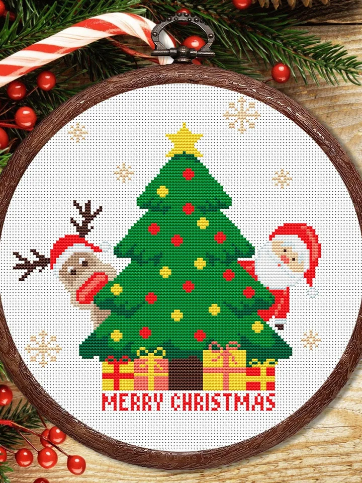 Merry Christmas Cross Stitch Pattern, Christmas Cross Stitch Pattern, Cat Cross Stitch Pattern, Christmas Moose Cross Stitch Pattern #hld010